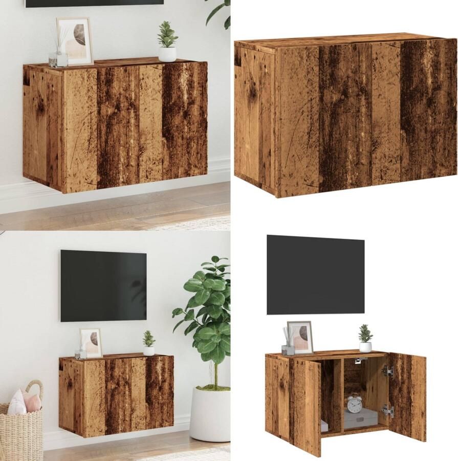 VidaXL Tv-meubel wandgemonteerd 60x30x41 cm oud houtkleurig Tv-meubel Tv-meubelen Tv Kast Opbergkast