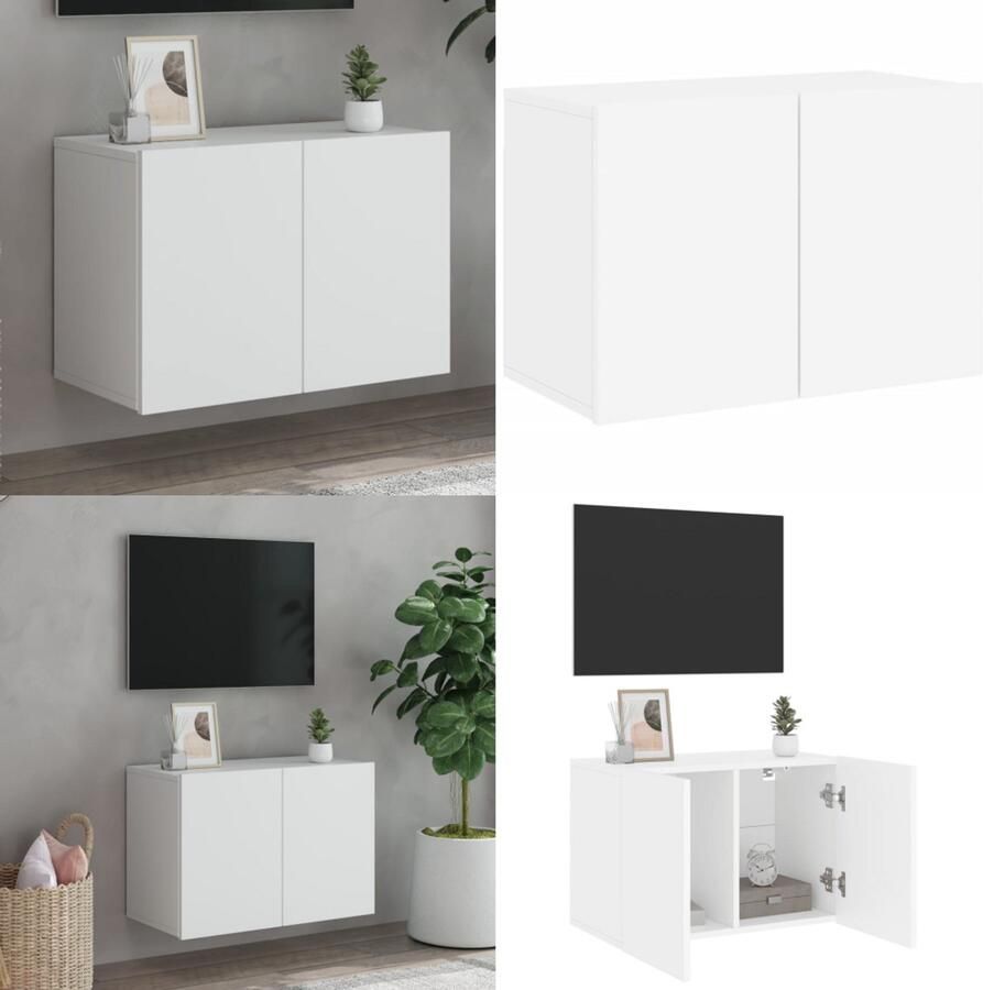 VidaXL Tv-meubel wandgemonteerd 60x30x41 cm wit Tv-meubel Tv-meubelen Tv Kast Opbergkast