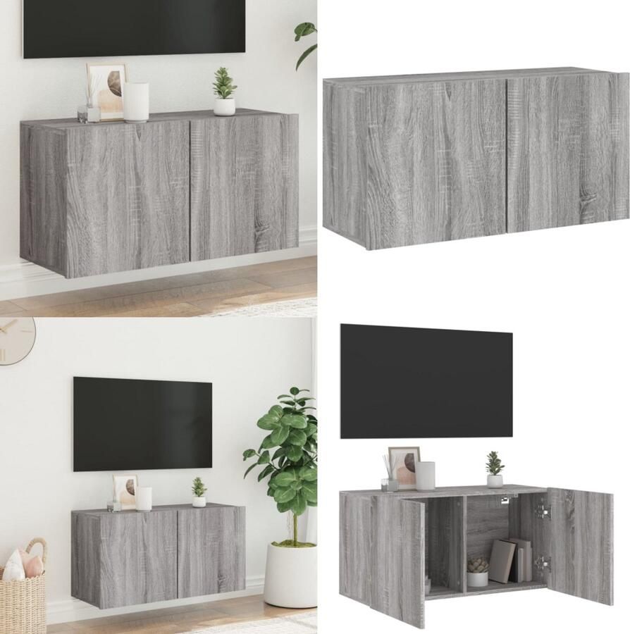 VidaXL Tv-meubel wandgemonteerd 80x30x41 cm grijs sonoma eikenkleurig Tv-meubel Tv-meubelen Tv Kast Opbergkast