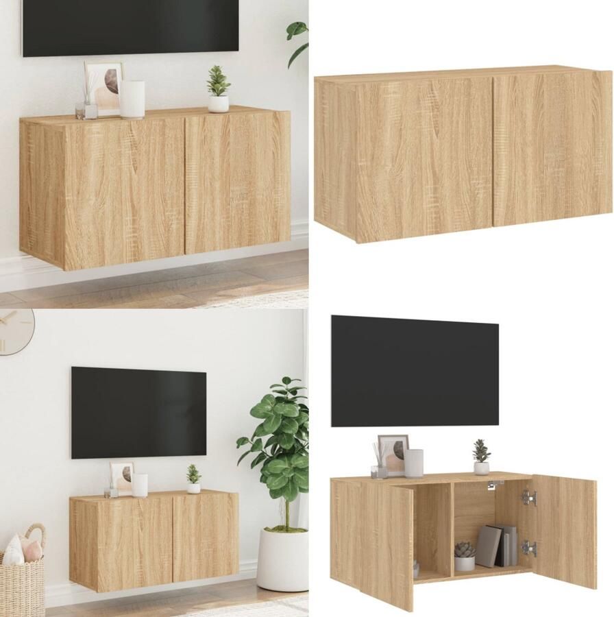 VidaXL Tv-meubel wandgemonteerd 80x30x41 cm sonoma eikenkleurig Tv-meubel Tv-meubelen Tv Kast Opbergkast