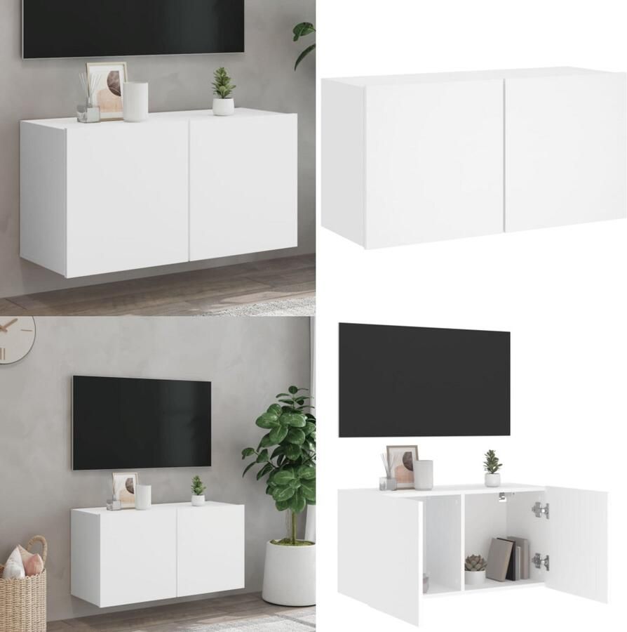 VidaXL Tv-meubel wandgemonteerd 80x30x41 cm wit Tv-meubel Tv-meubelen Tv Kast Opbergkast