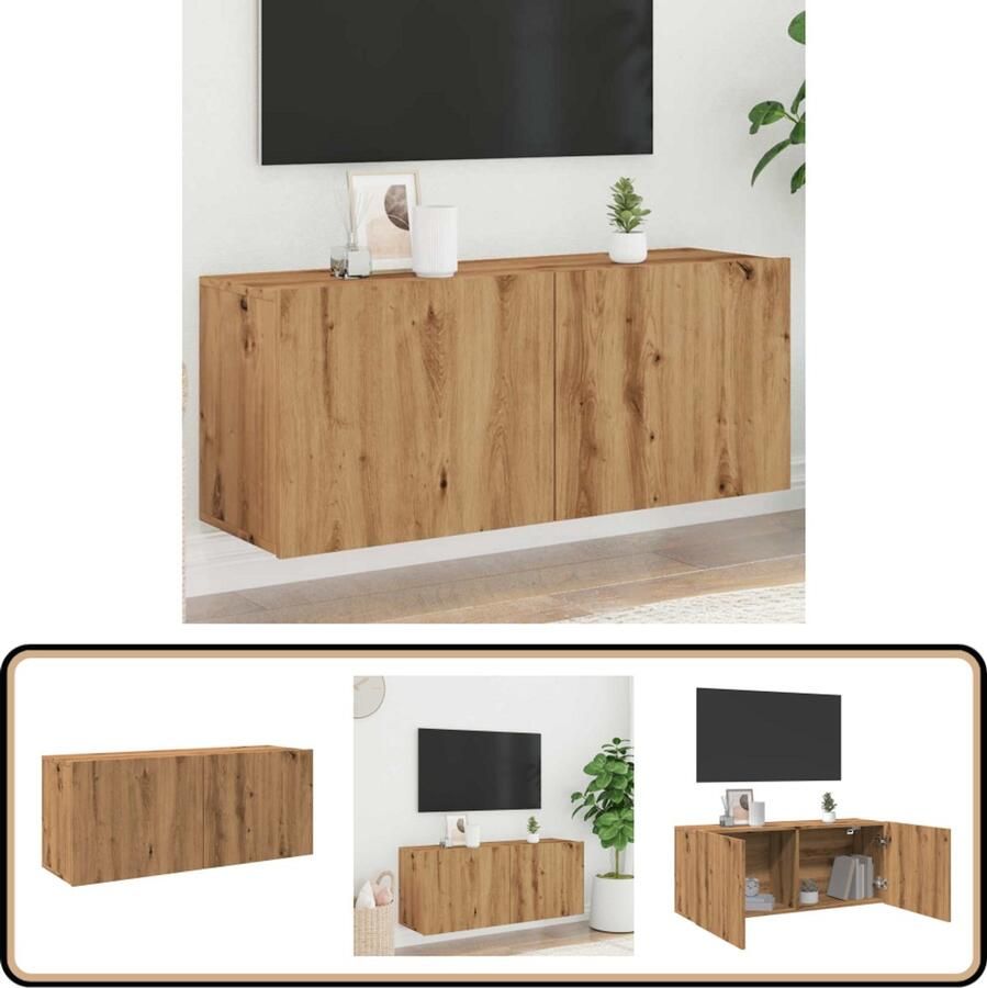 VidaXL Tv-meubel Wandgemonteerd Artisan Eiken Tv-meubel Tv-meubelen Tv Kast Opbergkast