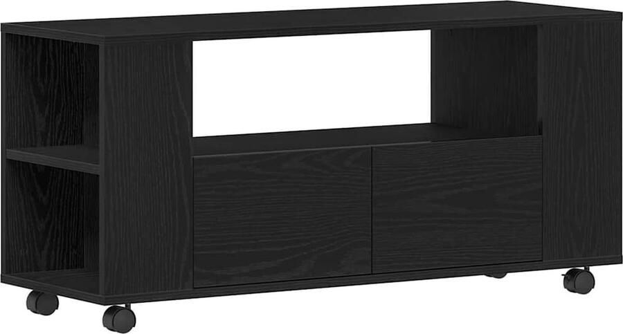 VidaXL Tv-meubel wielen 102x34 5x43 cm spaanplaat zwart eikenkleurig