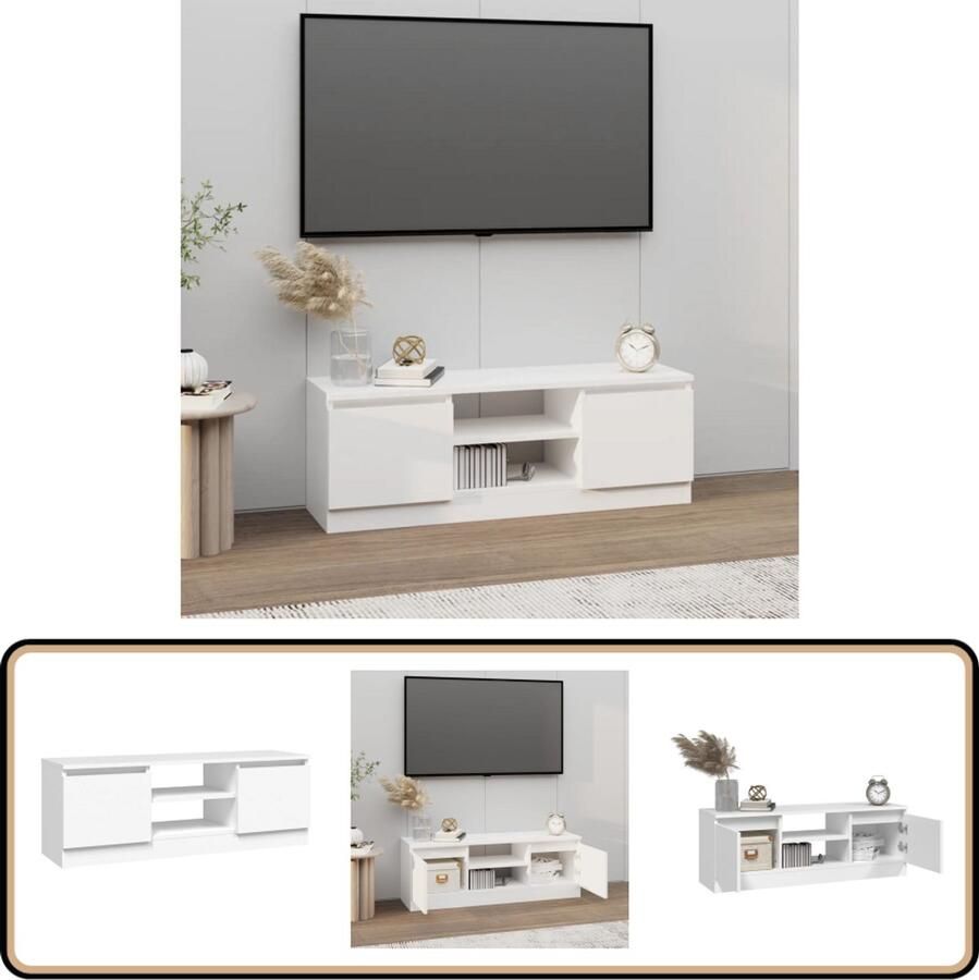 VidaXL Tv-meubel Wit 102x30x36 cm Bewerkt Hout Tv Kast Tv Meubels Houten Tv Kast Witte Tv Kast Bewerkthout Opslagruimte Design Tv Kast Salontafel Livingroom Furniture