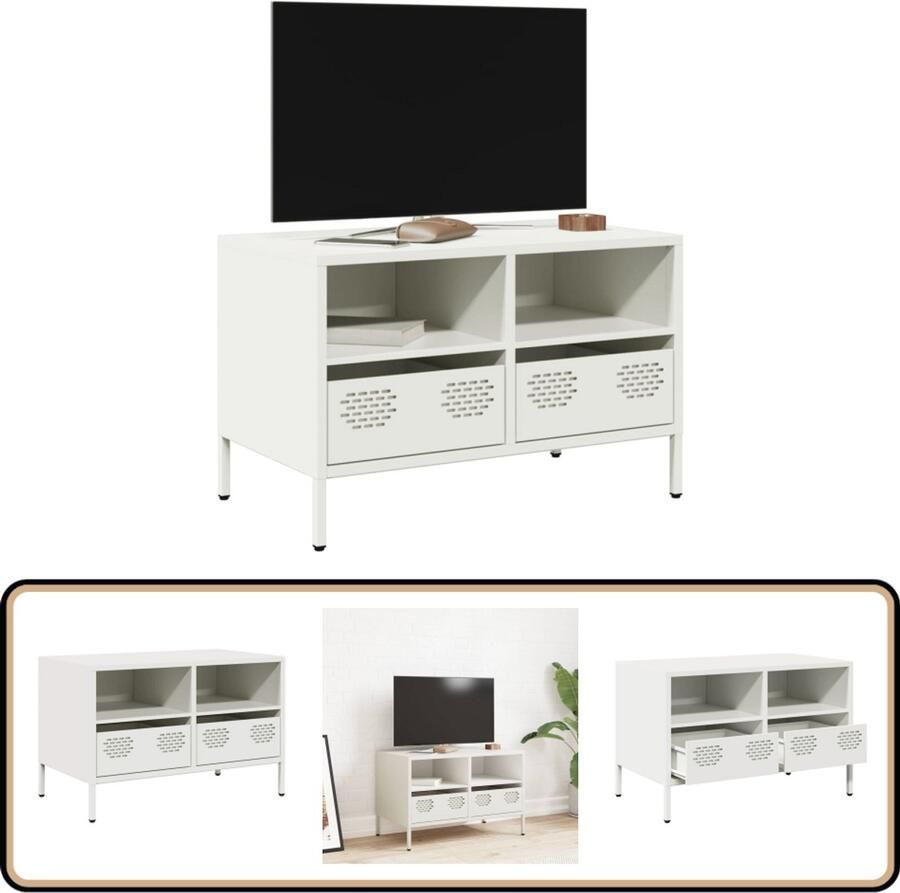 VidaXL Tv-meubel wit 68x39x43 5 cm staal Tv-meubel Tv Kast Salontafel Media Kast Modern Meubilair