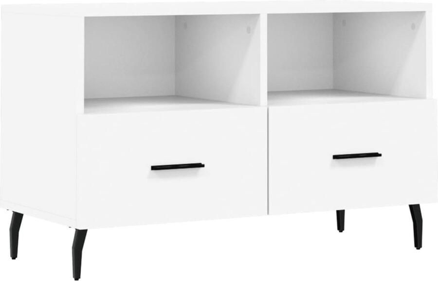 VidaXL Tv-meubel Wit 80x36x50 cm Bewerkt hout Televisiesecretaris Tv Kast Mediakast Salontafel Houten Tv Meubel Witte Tv Kast Tv Stand