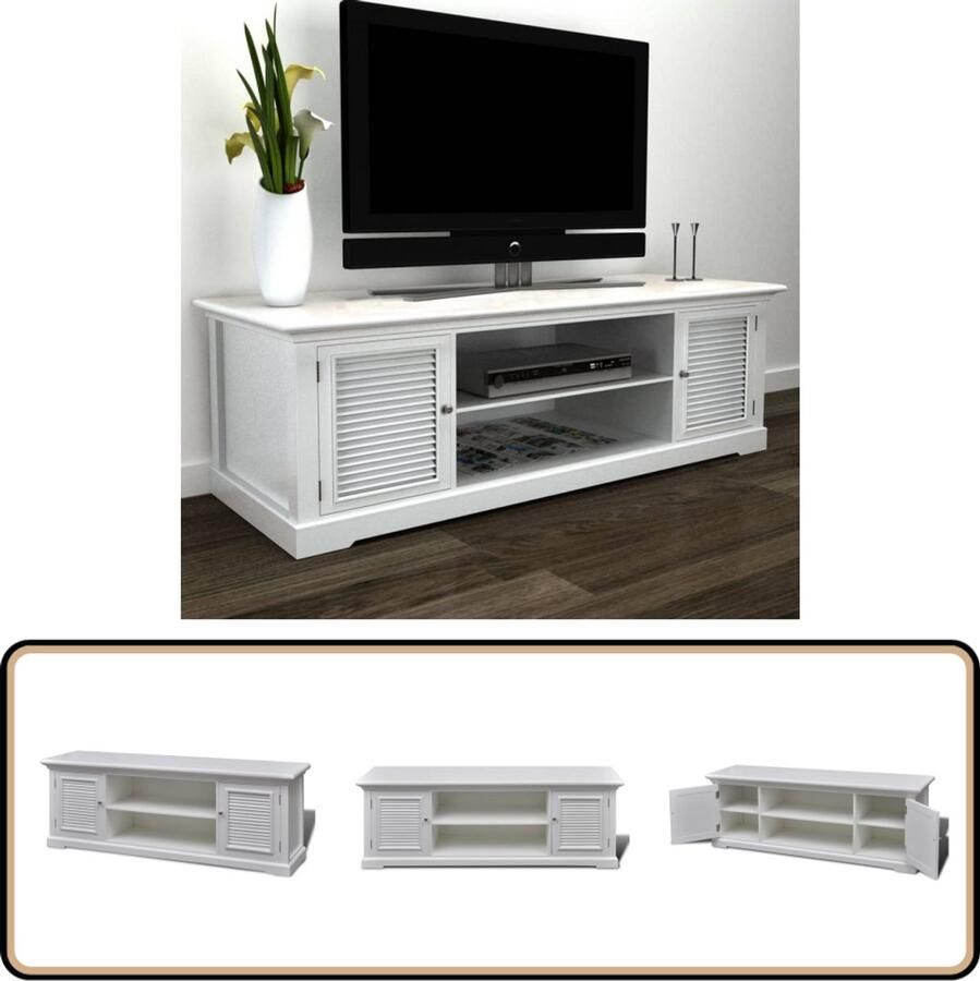 VidaXL Tv-meubel Wit Hout MDF en Grenen TV Kast Houten TV Kast Vintage TV Kast Scandinavische TV Kast Moderne TV Kast