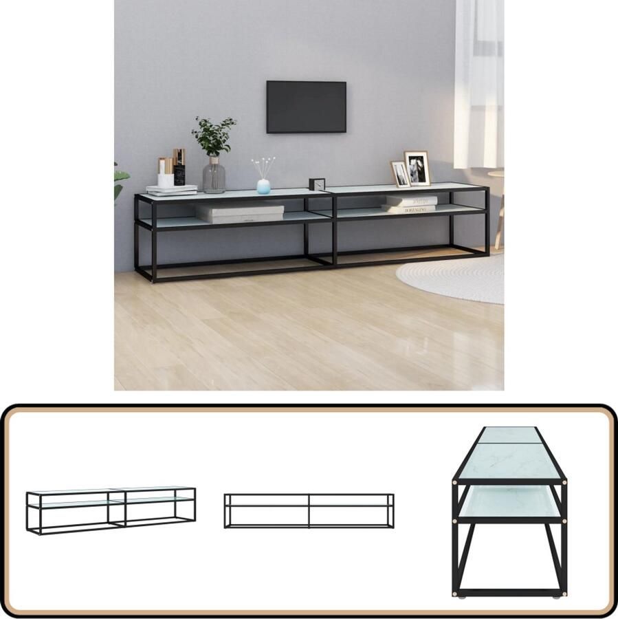 VidaXL Tv-meubel Witmarmerlook 200x40x40 5 cm Televisie Kast Tv Meubilair Stereo Kast Opbergkast Vitrinekast