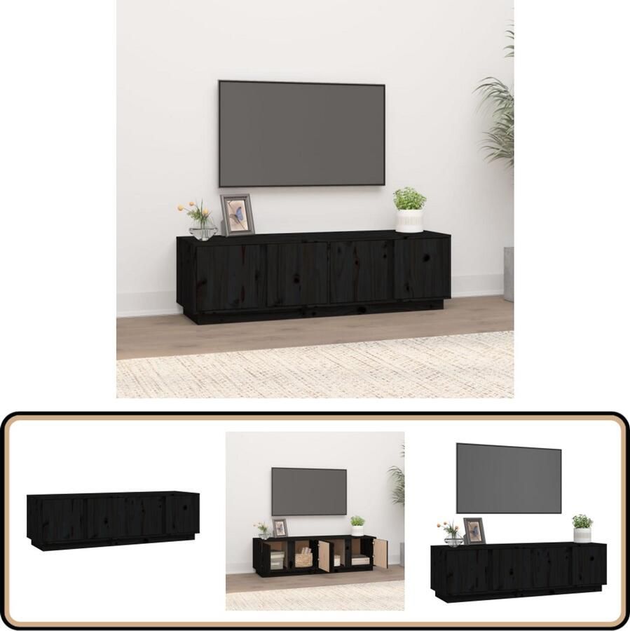 VidaXL Tv-meubel Zwart 140x40x40 cm Grenenhout Tv Kast Grenenhouten Tv Kast Zwarte Tv Kast Tv Meubilair Salontafel