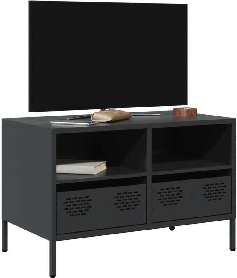 VidaXL Tv-meubel zwart 68x39x43 5 cm staal Tv-meubel Salontafel Televisie Kast Industrieel Design Metalen Tv-standaard