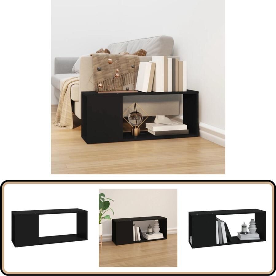 VidaXL Tv-meubel Zwart 80x24x32 cm Bewerkt hout Televisiekast Tv Meubilair Houten Tv Stand Zwarte Tv Kast Moderne Tv Kast