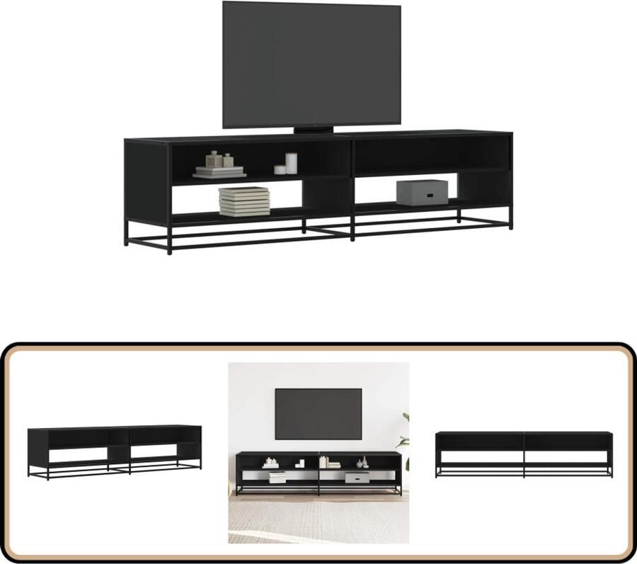 VidaXL Tv-meubel Zwart Bewerkt Hout 180 5 cm Tv-meubel Tv-meubelen Tv Kast Opbergkast