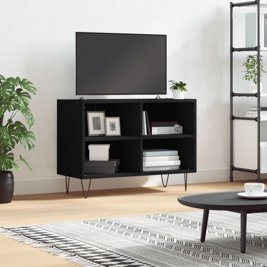 VidaXL Tv-meubel Zwart Bewerkt hout 69 5x30x50 cm Tv Meubel Opberg Kast Zwarte Tv Stand Houten Tv Kast Media Kast Woonkamer Meubels Slaapkamer Meubels - Foto 2