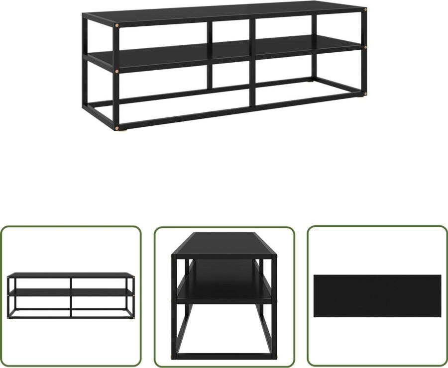 VidaXL Tv-meubel Zwart glas 120x40x40 cm Televisie Kast Tv Meubilair Zwarte Tv Kast Glazen Tv Kast Stereo Kast Media Kast Salontafel Woonkamer Decoratie Modern Tv Stand Compact Tv Kast