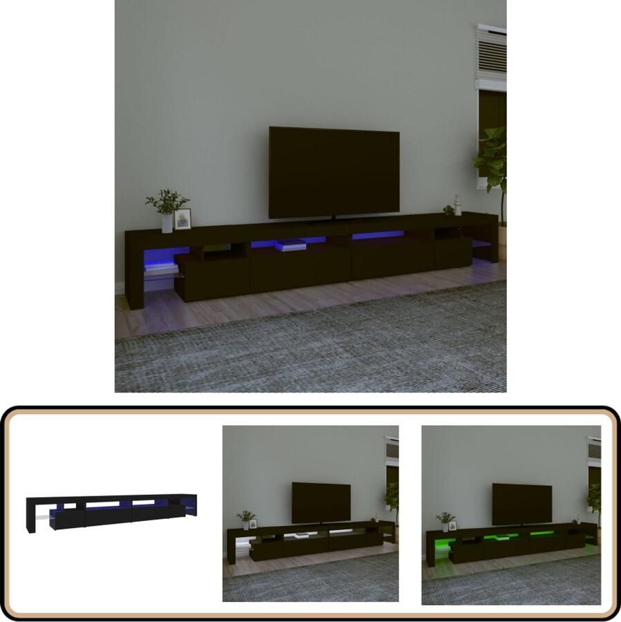 VidaXL Tv-meubel Zwart LED-verlichting 290 cm TV Meubel Tv Kast Led Tv Meubels Zwarte Tv Kasten Houten Tv Meubelen