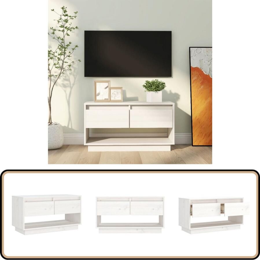 VidaXL Tv-meubel Zwevend 74x34x40 cm Wit Tv Kast Tv Kasten Tv Meubel Hifi Meubel Zwevend Tv Meubel Hout Tv Meubel Grenenhout Tv Meubel Wit Tv Meubel