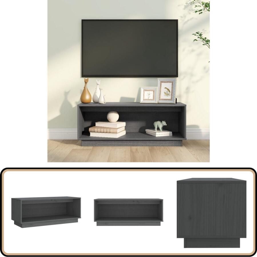 VidaXL Tv-meubel Zwevend 90x35x35 cm Grijs Tv Kast Tv Meubels Zwevend Tv Meubel Grenoble Hout Grijze Tv Kast Landelijke Tv Kast Houten Tv Kast