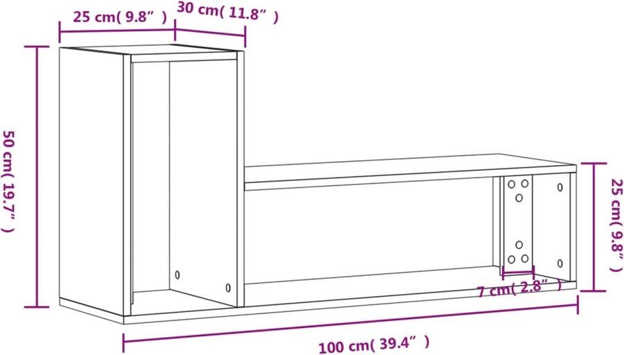 VidaXL -Tv-meubelen-2-st-100x30x50-cm-bewerkt-hout-betongrijs - Foto 2