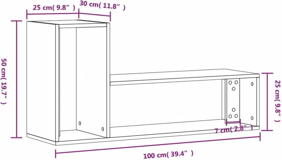 VidaXL -Tv-meubelen-2-st-100x30x50-cm-bewerkt-hout-grijs-sonoma-eiken - Foto 3