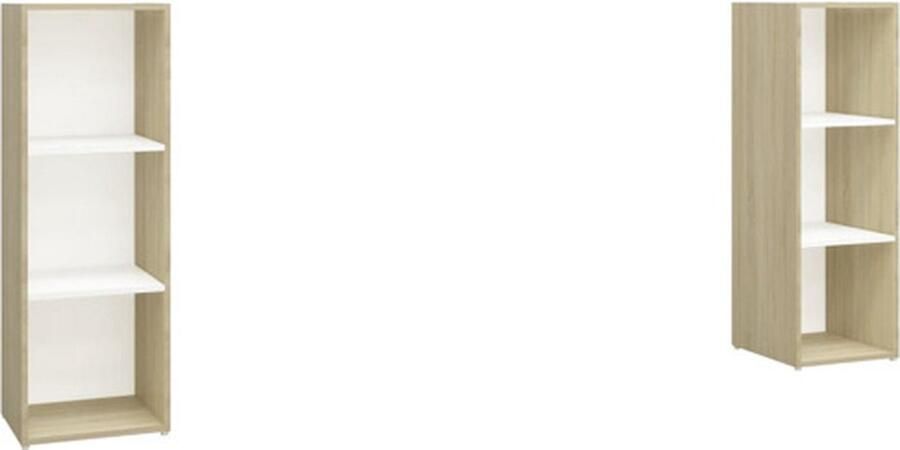 VidaXL Tv-meubelen 2 st 107x35x37 cm bewerkt houtwit sonoma eikenkleur - Foto 3