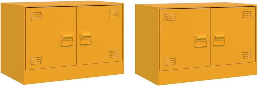 VidaXL Tv-meubelen 2 stuks Staal Mosterdgeel Tv-meubel Tv-meubelen Tv-standaard Televisiemeubel