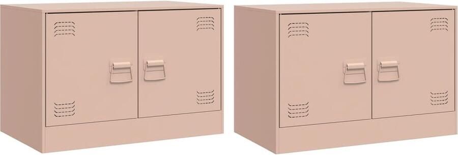 VidaXL -Tv-meubelen-2-st-67x39x44-cm-staal-roze