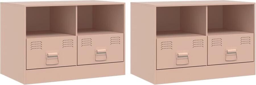 VidaXL -Tv-meubelen-2-st-67x39x44-cm-staal-roze