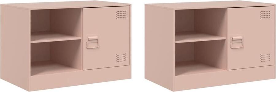 VidaXL -Tv-meubelen-2-st-67x39x44-cm-staal-roze