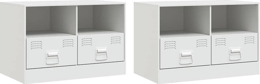 VidaXL Tv-meubelen 2 stuks 67x39x44 cm Wit Tv-meubel Tv-meubels Tv Kast Opbergkast - Foto 2