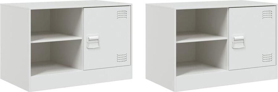 VidaXL -Tv-meubelen-2-st-67x39x44-cm-staal-wit