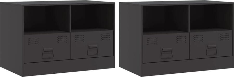 VidaXL -Tv-meubelen-2-st-67x39x44-cm-staal-zwart