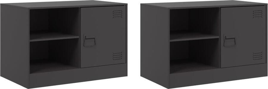 VidaXL -Tv-meubelen-2-st-67x39x44-cm-staal-zwart