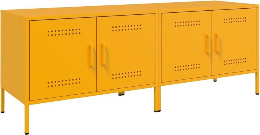 VidaXL Tv-meubelen 2 st 68x39x50 5 cm staal mosterdgeel