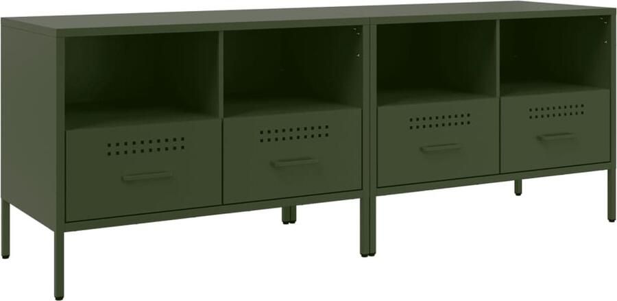 VidaXL Tv-meubelen 2 st 68x39x50 5 cm koudgewalst staal olijfgroen