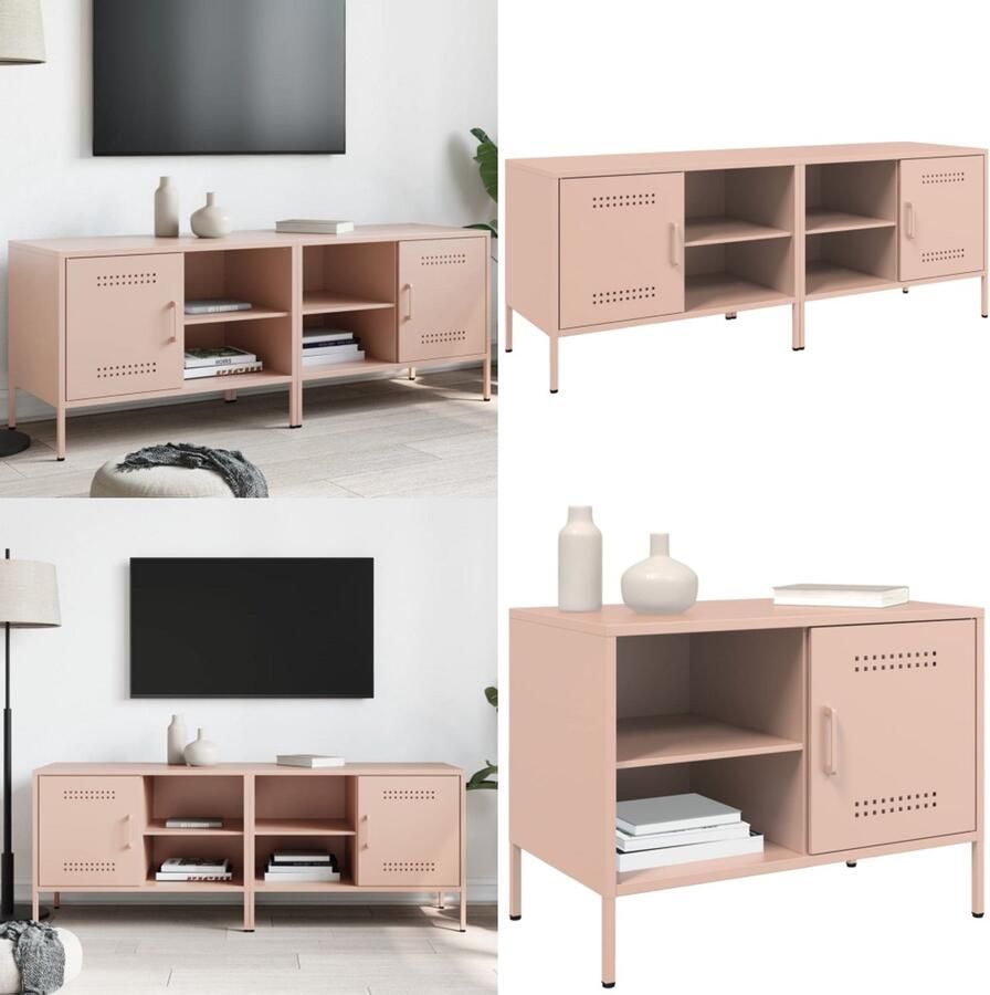 VidaXL Tv-meubelen 2 st 68x39x50 5 cm staal roze Tv-meubel Tv-meubelen Tv Kast Opbergkast - Foto 2