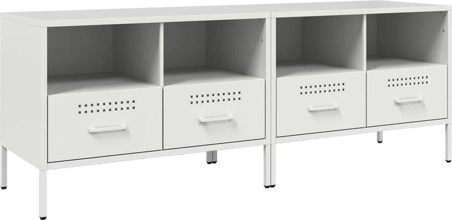 VidaXL Tv-meubelen 2 st 68x39x50 5 cm koudgewalst staal wit - Foto 2