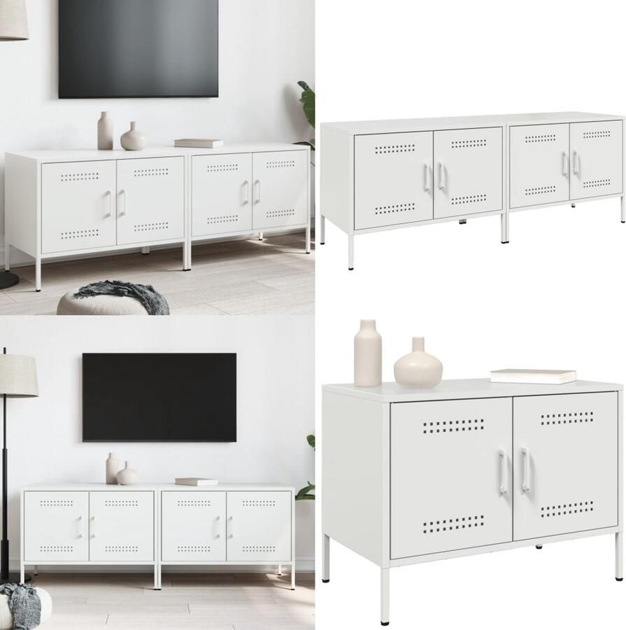 VidaXL Tv-meubelen 2 st 68x39x50 5 cm staal wit Tv-meubel Tv-meubelen Tv Kast Opbergkast