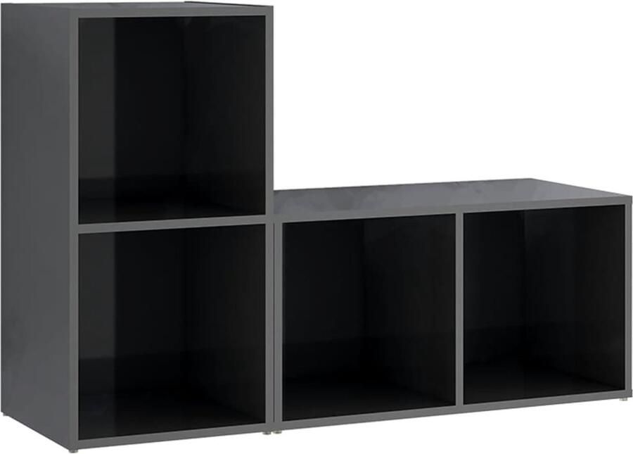 VidaXL Tv-meubelen 2 stuks Hoogglans Grijs 72 cm Tv Kast Televisiescherm Salontafel Livingroom Furniture Media Center Entertainment Unit Houten Tv Stand