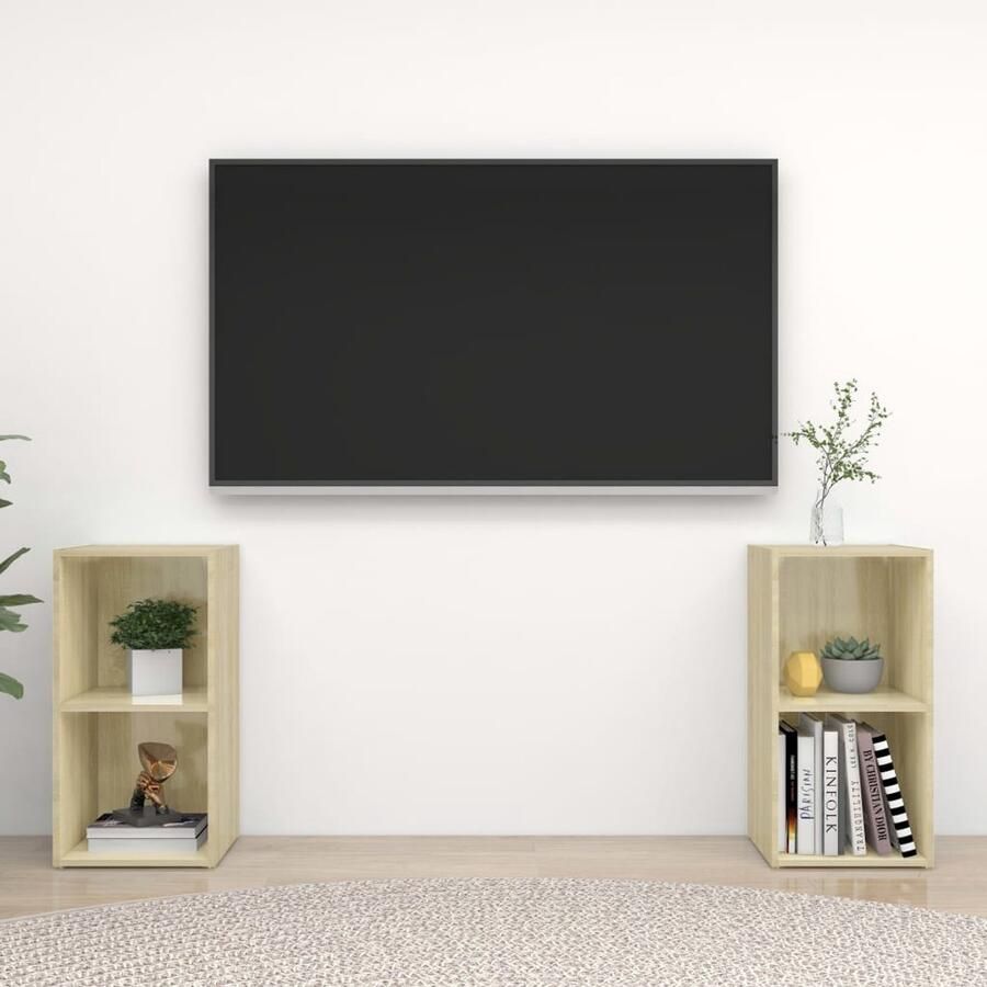 VidaXL Tv-meubelen 2 st 72x35x36 5 cm bewerkt houtsonoma eikenkleurig Tv-kast Tv-kasten Tv-standaard Tv-standaarden