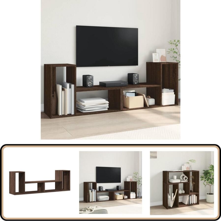 VidaXL -Tv-meubelen-2-st-75x30x50-cm-bewerkt-hout-bruin-eikenkleurig - Foto 2
