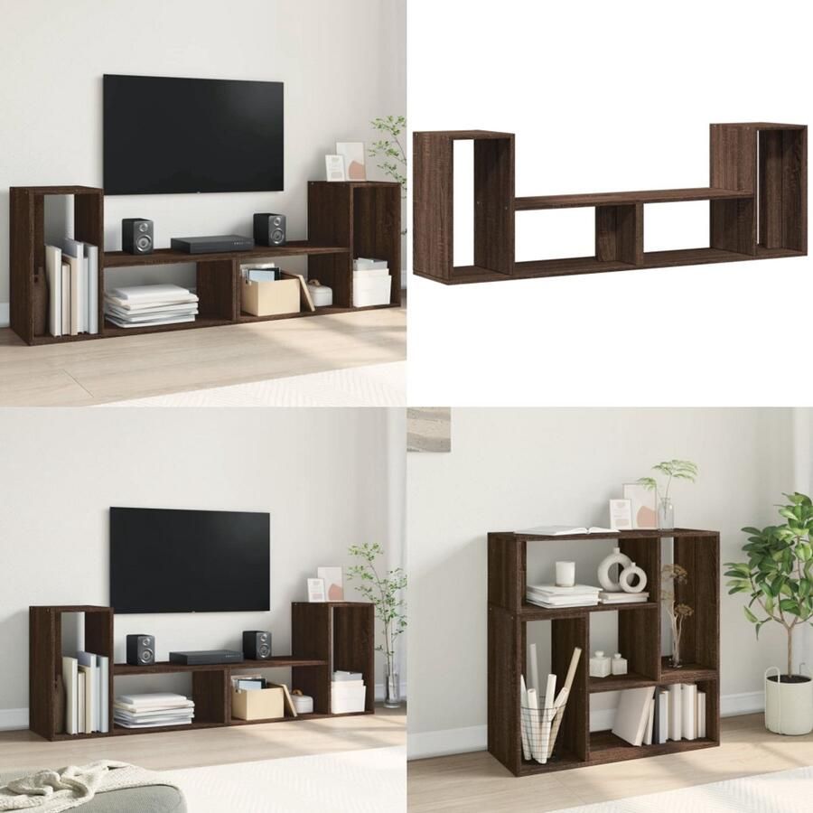 VidaXL Tv-meubelen 2 st 75x30x50 cm bewerkt hout bruin eikenkleurig Tv-meubel Tv-meubelen Tv Kast Opbergkast