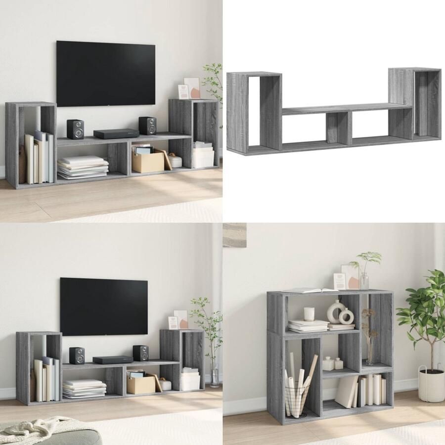 VidaXL Tv-meubelen 2 st 75x30x50 cm bewerkt hout grijs sonoma eiken Tv-meubel Tv-meubelen Tv Kast Opbergkast