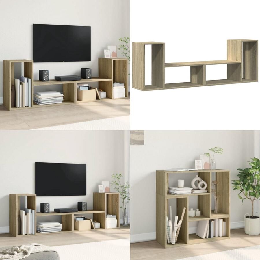 VidaXL Tv-meubelen 2 st 75x30x50 cm bewerkt hout sonoma eikenkleurig Tv-meubel Tv-meubelen Tv Kast Opbergkast
