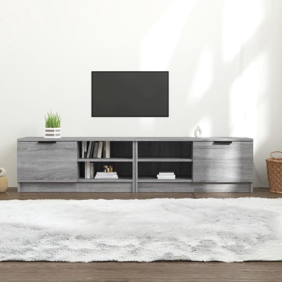 VidaXL Tv-meubelen 2 st Grijs Sonoma Eiken TV Kast Tv Meubel Hifi Kast Media Kast Salontafel Woonkamerinrichting Grijze Tv Kast Houten Tv Kast - Foto 2