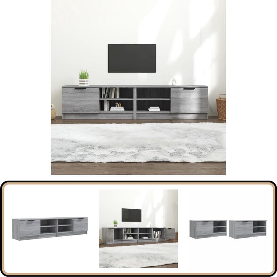 VidaXL Tv-meubelen 2 st Grijs Sonoma Eiken TV Kast Tv Meubel Hifi Kast Media Kast Salontafel Woonkamerinrichting Grijze Tv Kast Houten Tv Kast