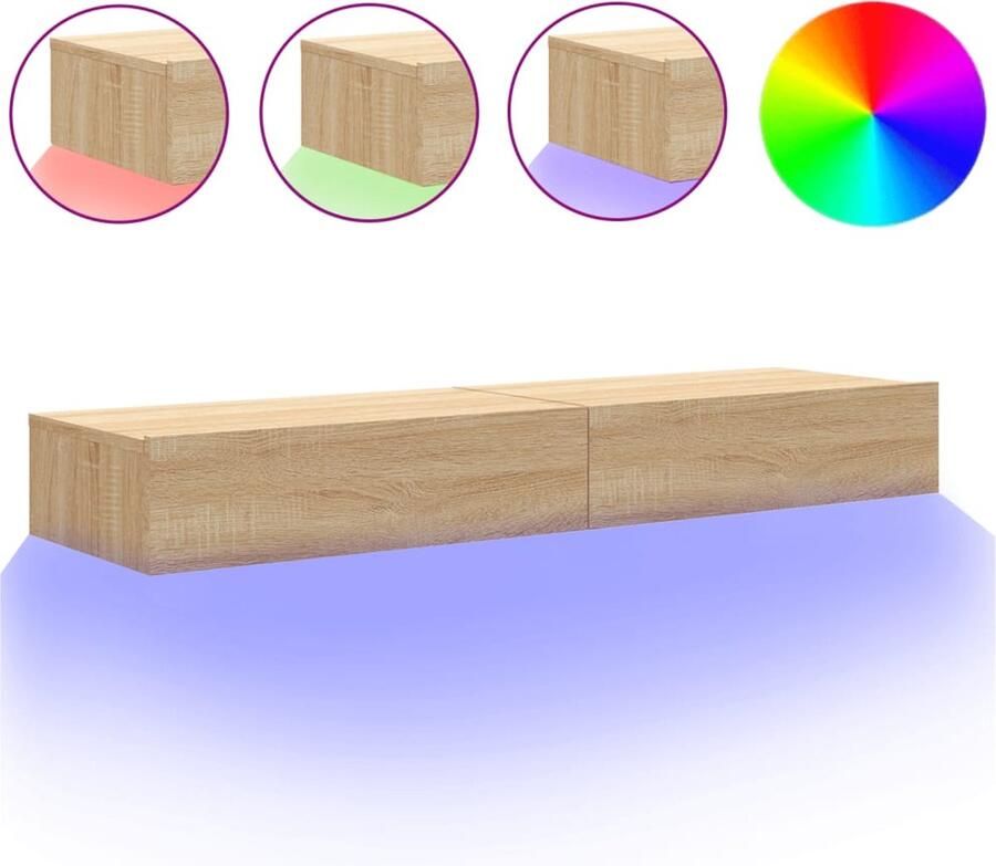 VidaXL Tv-meubelen met LED 60x35x15 5cm eiken Tv Kasten Salontafel Eiken Meubilair Led Verlichting Tv Stand