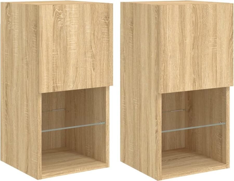 VidaXL Tv-meubelen 2 St Sonoma Eiken 60 cm Tv Meubel Houten Tv Kast Led Tv Meubilair Salontafel Woonkamer Decoratie