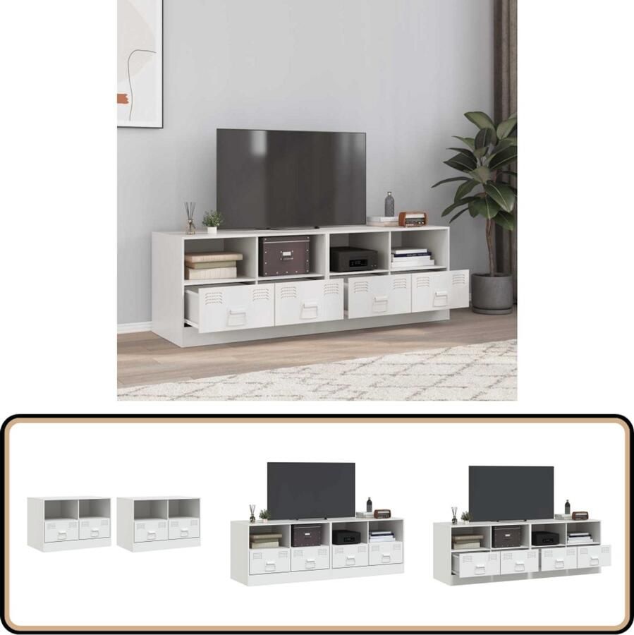 VidaXL Tv-meubelen 2 stuks 67x39x44 cm Wit Tv-meubel Tv-meubels Tv Kast Opbergkast