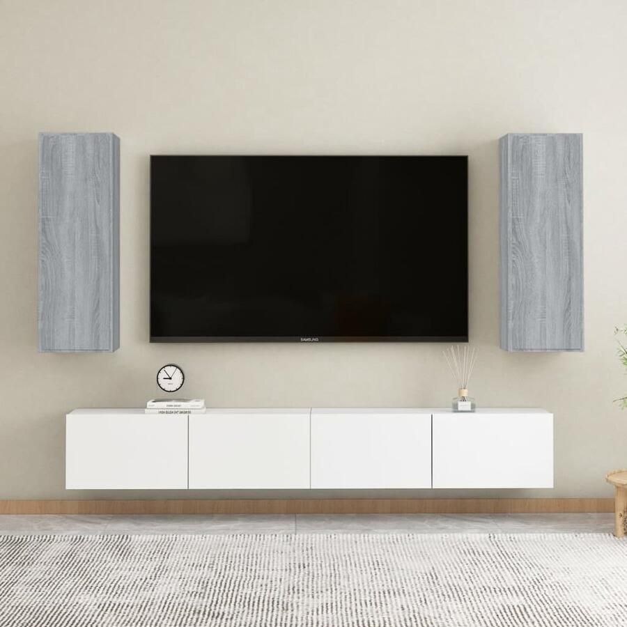 VidaXL Tv-meubelen 2 stuks Grijs Sonoma Eiken Tv Meubel Tv Kasten Wandkast Houten Tv Stand Grijze Tv Kast Modern Tv Meubilair - Foto 2