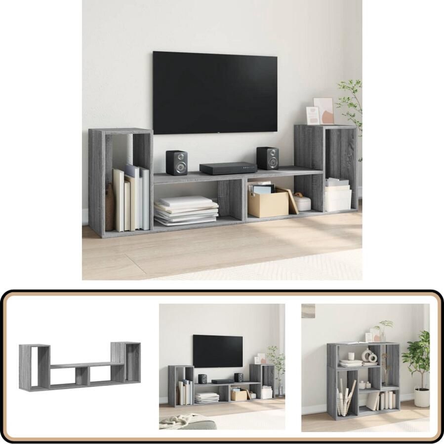 VidaXL Tv-meubelen 2 stuks Grijs Sonoma Eiken Tv-meubel Tv-meubelen Tv Kast Opbergkast